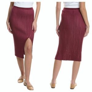 NAADAM Plaited Cashmere Blend Pleated Knit Midi Skirt L